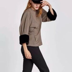Zara - Puff Sleeve peplum cut Top - Small